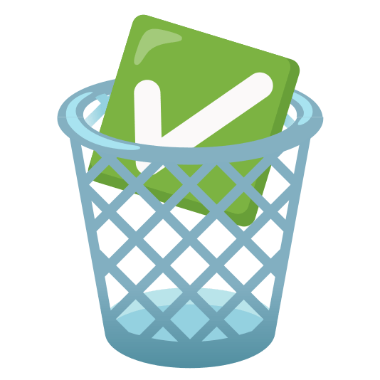 wastebasket white check mark