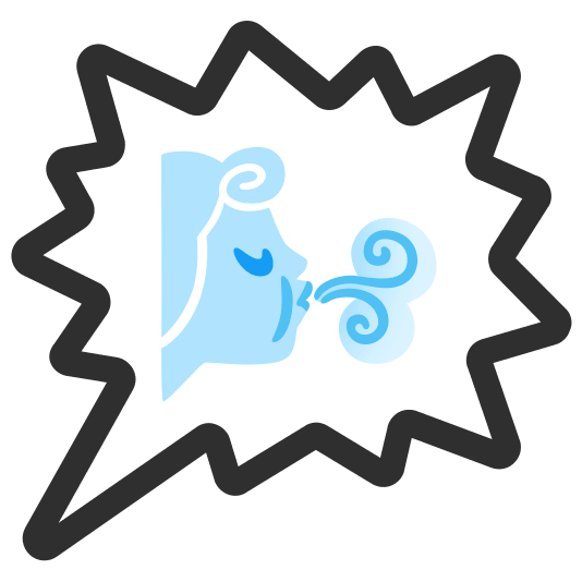 right anger bubble wind blowing face