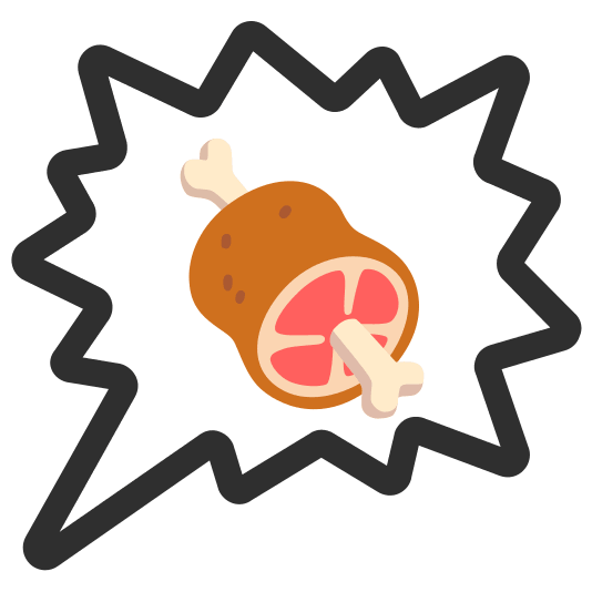 right anger bubble meat on bone