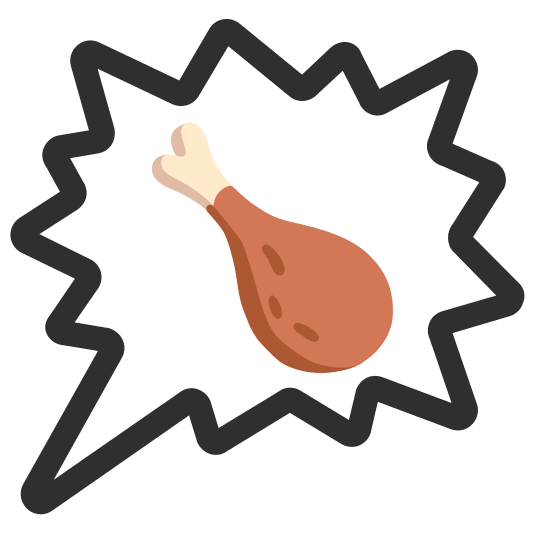 right anger bubble poultry leg