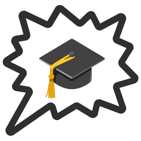 right anger bubble mortar board