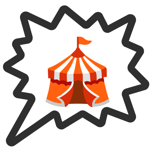 right anger bubble circus tent