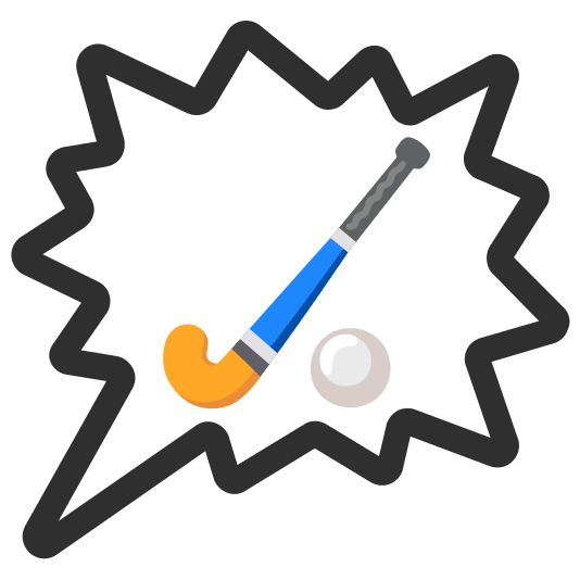 right anger bubble field hockey stick and ball