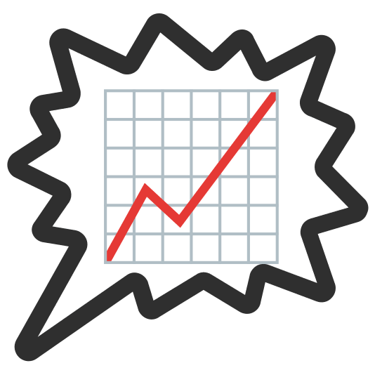 right anger bubble chart with upwards trend