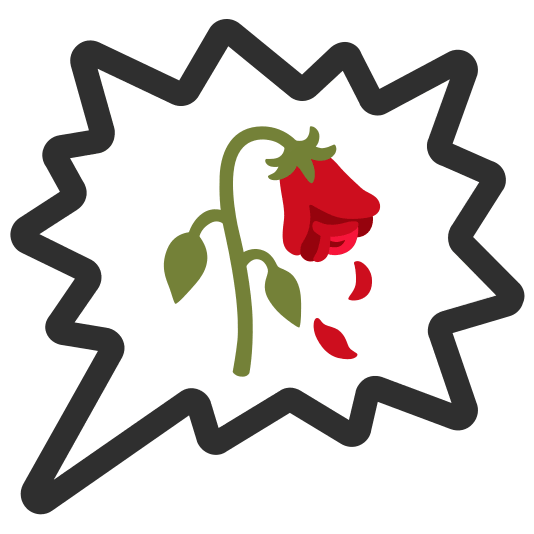 right anger bubble wilted flower