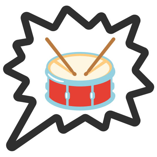 right anger bubble drum with drumsticks