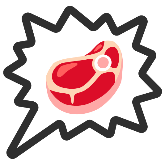 right anger bubble cut of meat