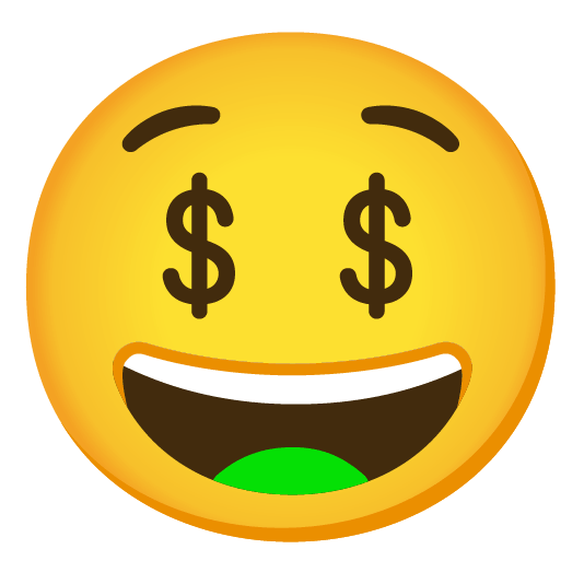 grinning money mouth face