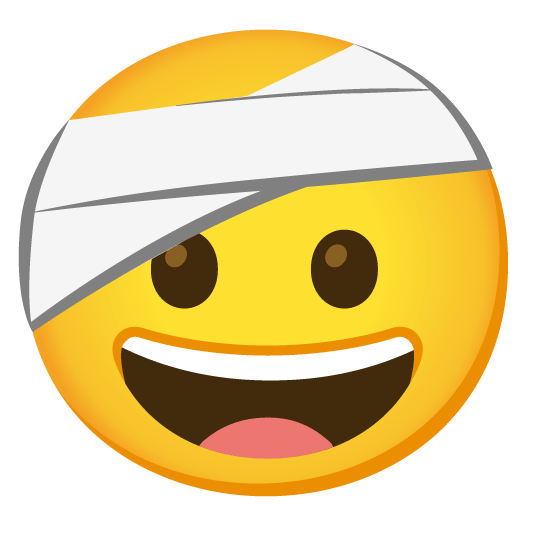 grinning face with head bandage
