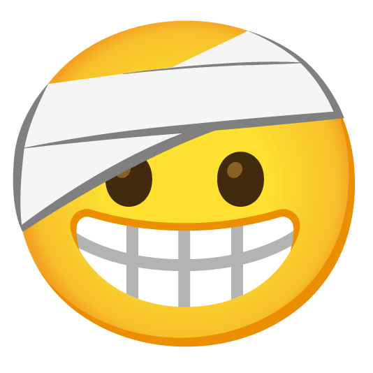 grin face with head bandage