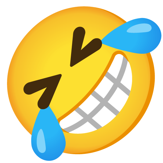 grin rolling on the floor laughing