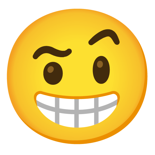 grin face with raised eyebrow