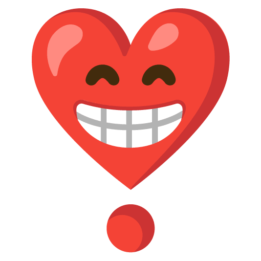 grin heavy heart exclamation mark ornament