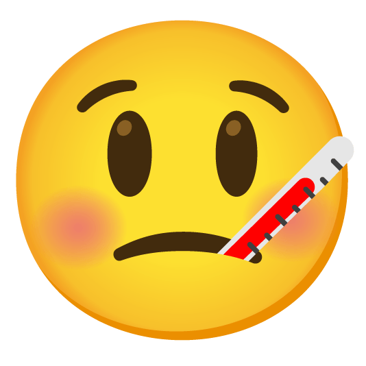 smiley face with thermometer