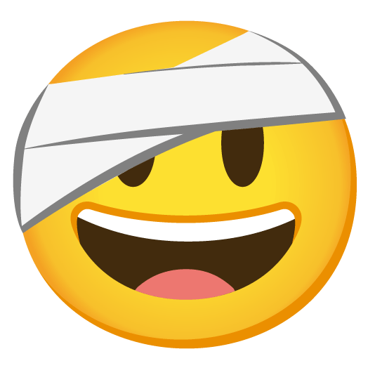 smiley face with head bandage