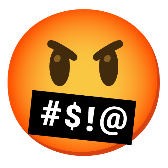 smiley face with symbols on mouth