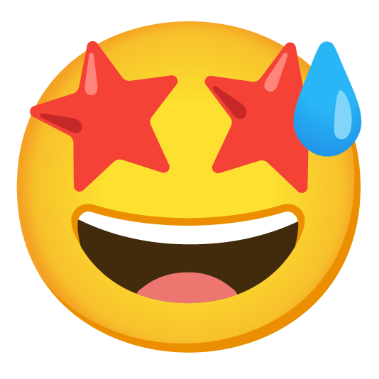 sweat smile star struck