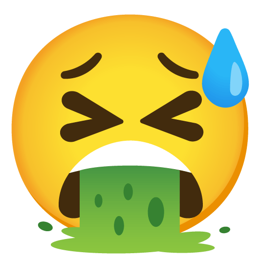 sweat smile face vomiting