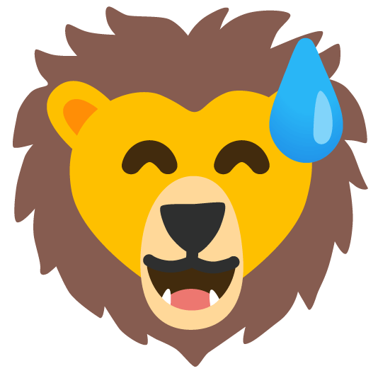 sweat smile lion face