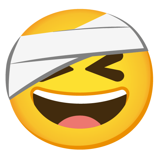 laughing face with head bandage