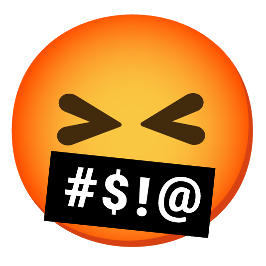 laughing face with symbols on mouth