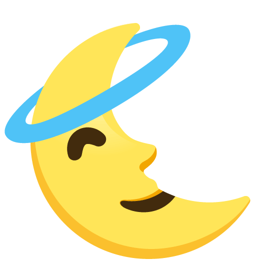 innocent last quarter moon with face