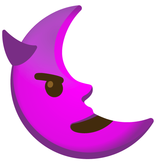 smiling imp last quarter moon with face