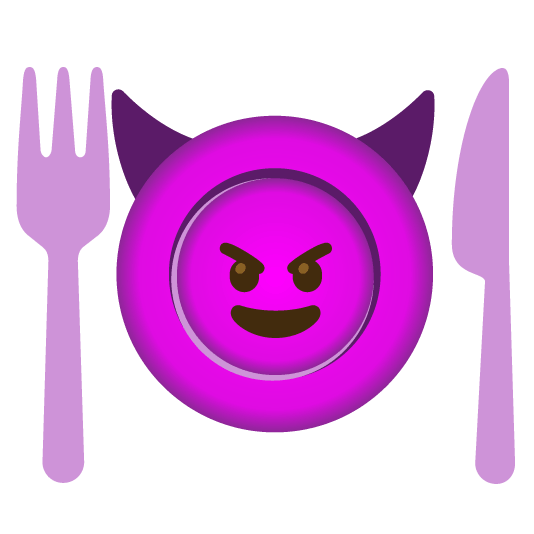 smiling imp knife fork plate