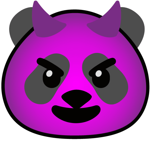 smiling imp panda face