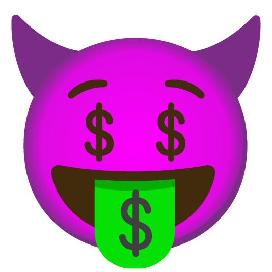 smiling imp money mouth face