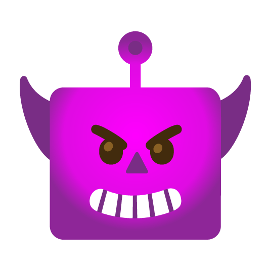 smiling imp robot face