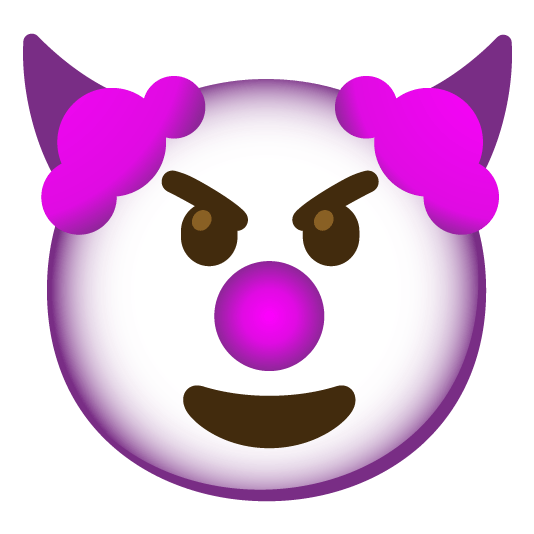 smiling imp clown face