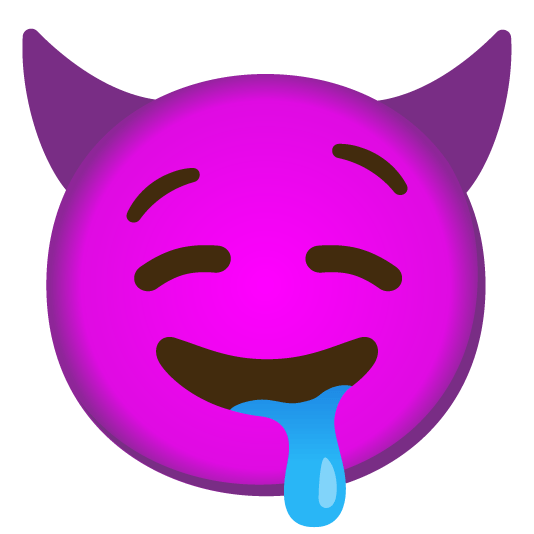 smiling imp drooling face