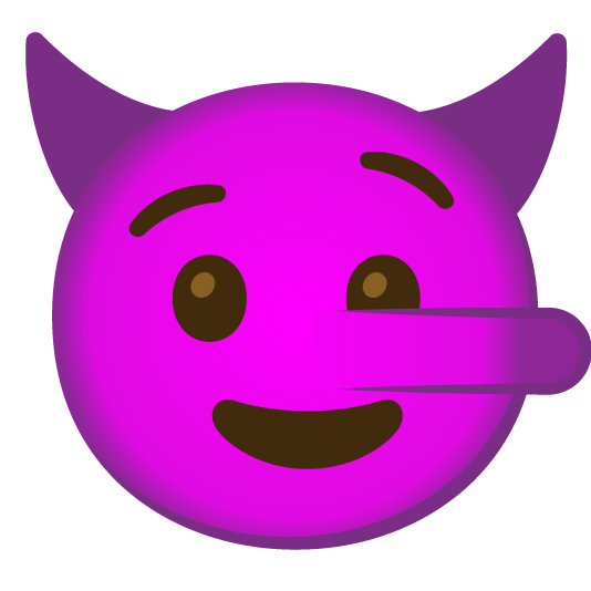 smiling imp lying face
