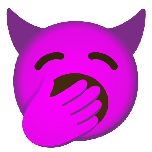 smiling imp yawning face