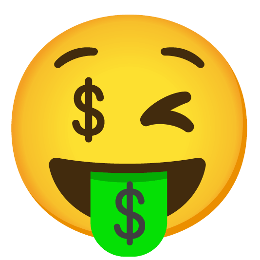 wink money mouth face