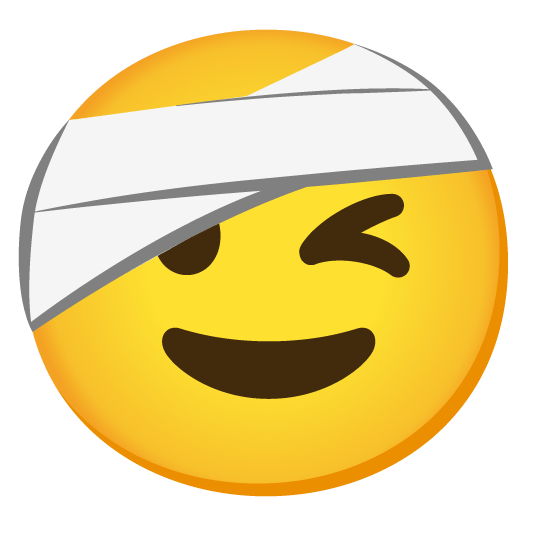 wink face with head bandage