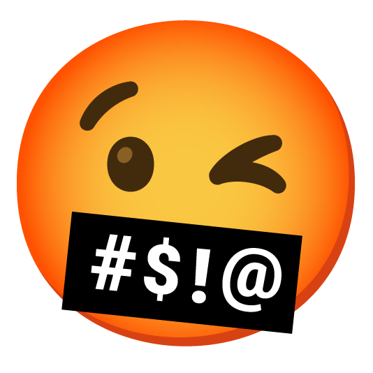 wink face with symbols on mouth