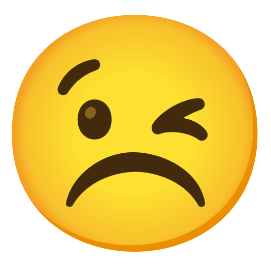 wink white frowning face