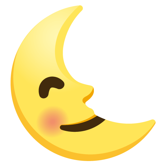 blush last quarter moon with face