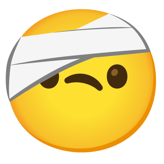 blush face with head bandage