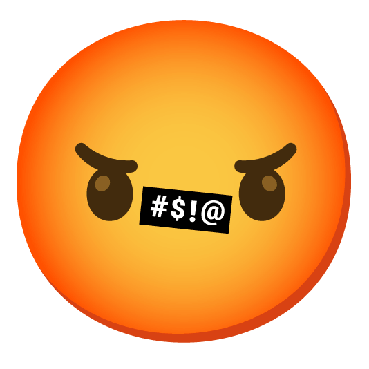 blush face with symbols on mouth