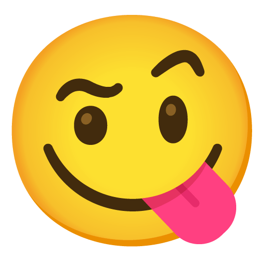 yum face with raised eyebrow