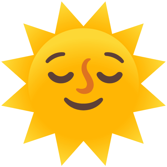relieved sun with face