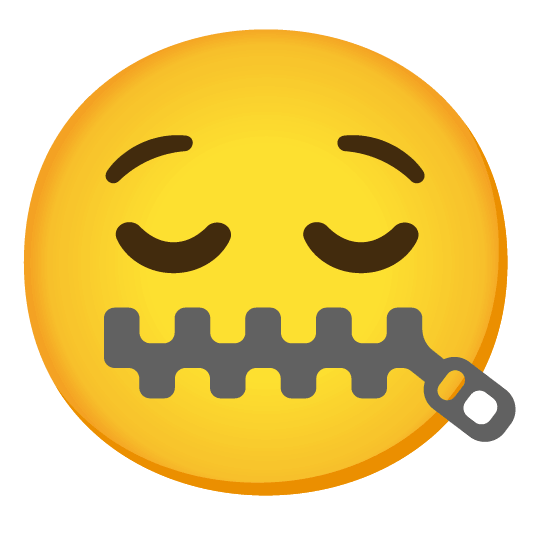 relieved zipper mouth face