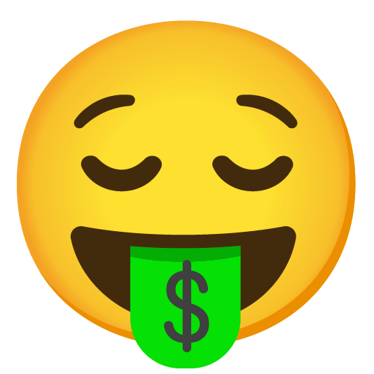 relieved money mouth face