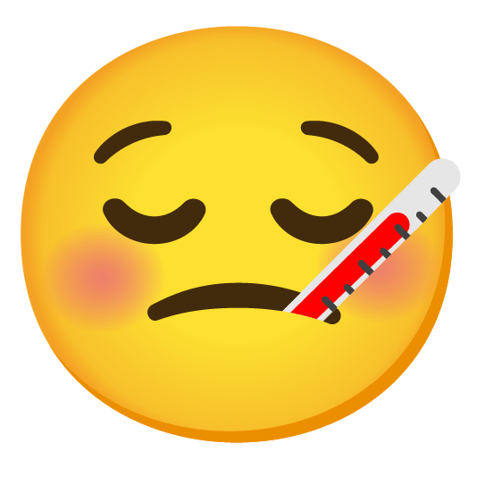 relieved face with thermometer