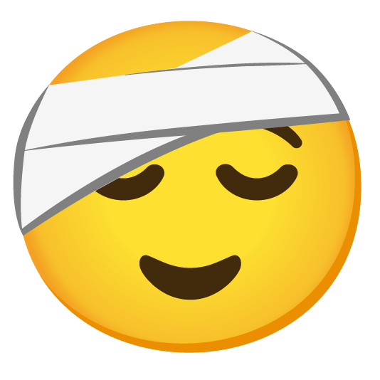 relieved face with head bandage