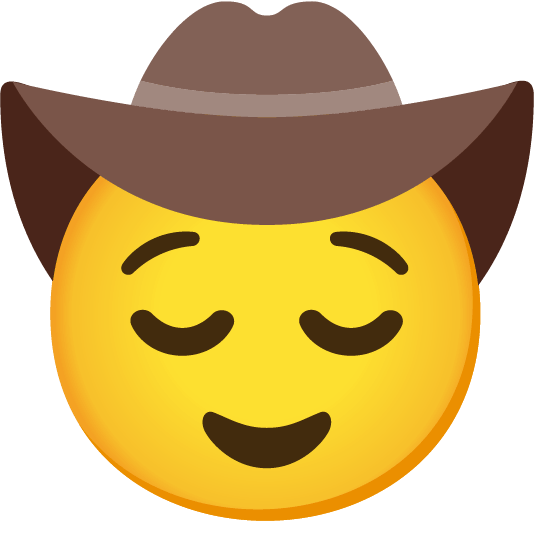 relieved face with cowboy hat