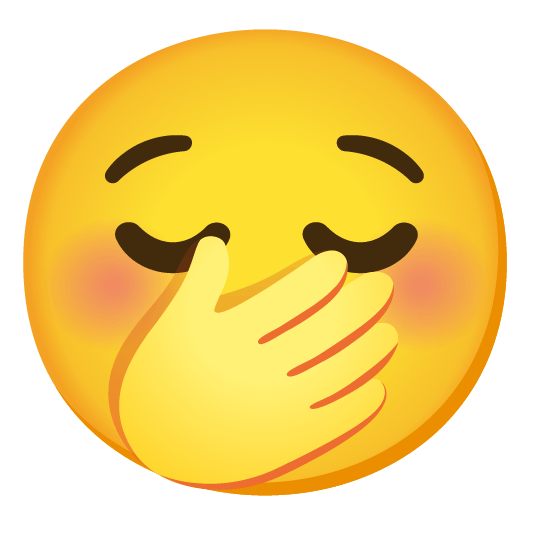 relieved face with hand over mouth